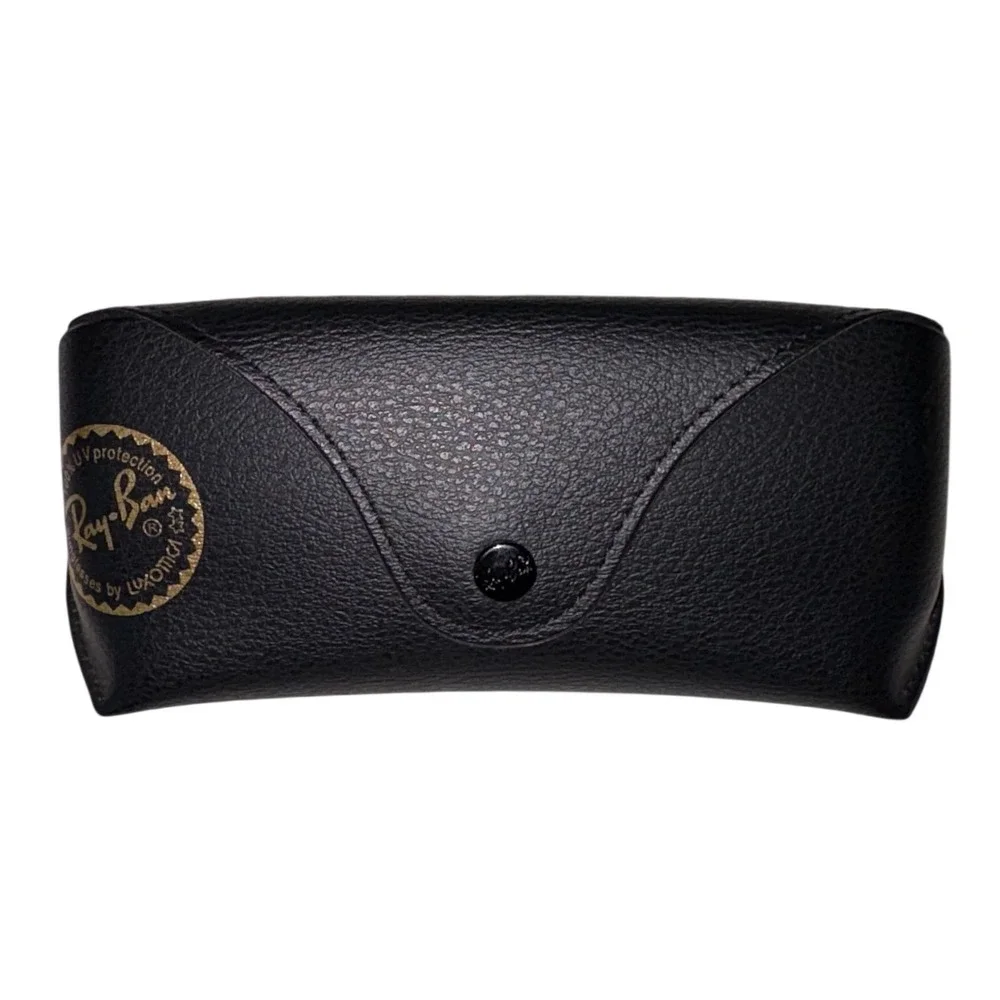 Ray-Ban Black Pebbled Faux Leather Sunglasses Case Snap Closure Luxottica